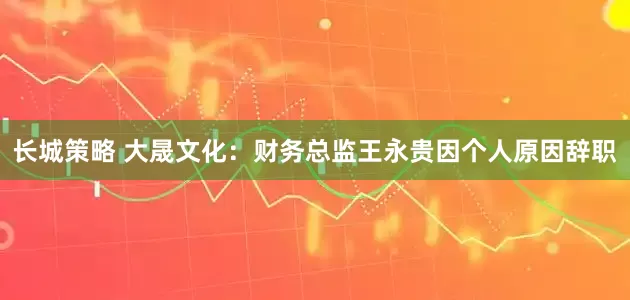 长城策略 大晟文化：财务总监王永贵因个人原因辞职